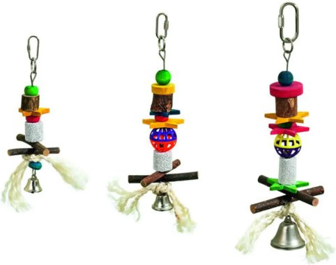 Flamingo Speelgoed Vogel Bel Lava-hout Small 21cm - Meerkleurig