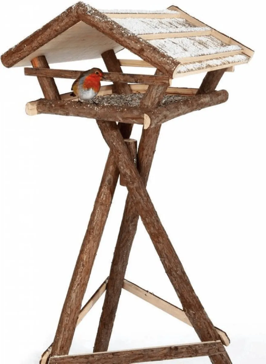 Trixie Natural Living Voederhuis Op Paal - 48x46x27cm Grijs - afbeelding 2 van 2