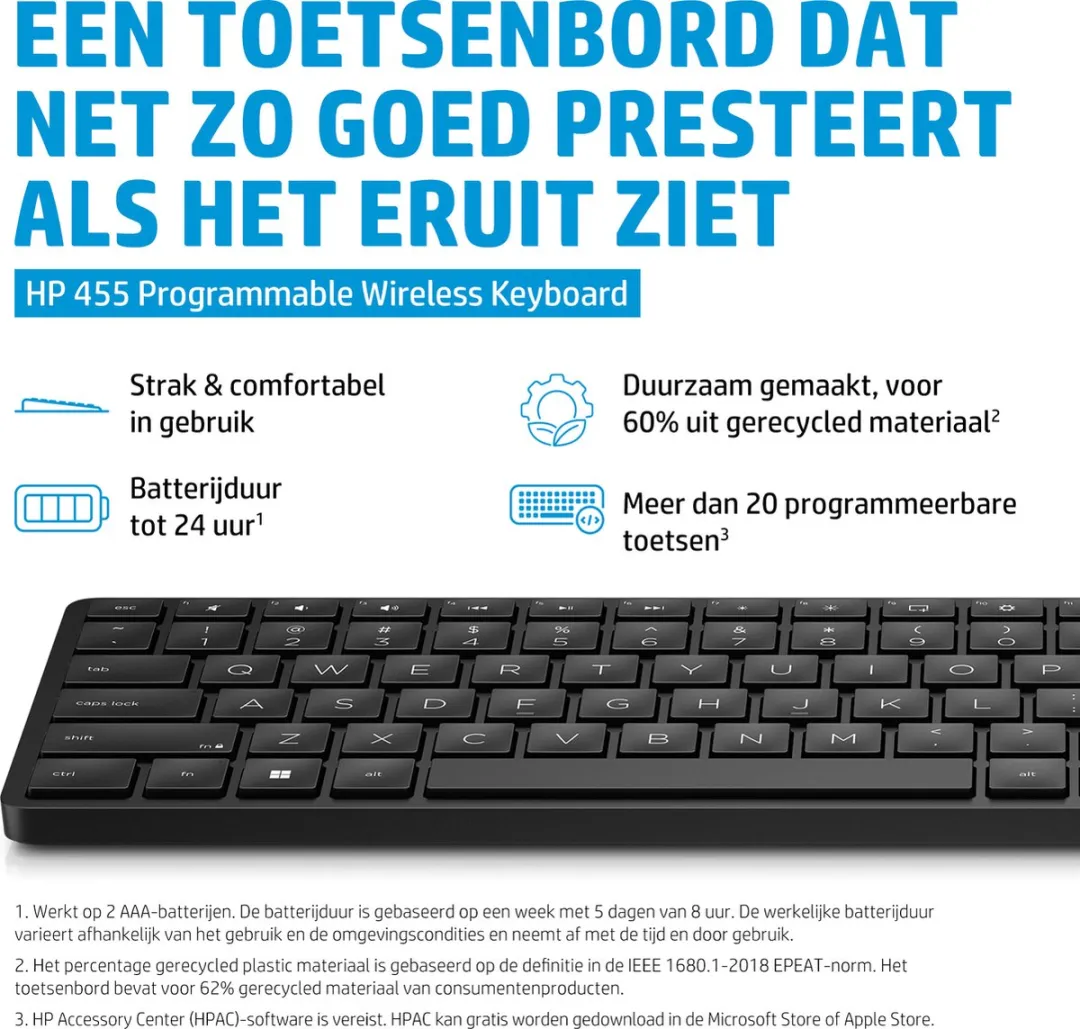 HP 455 Draadloos Toetsenbord - Programmeerbaar - Zwart - afbeelding 6 van 6