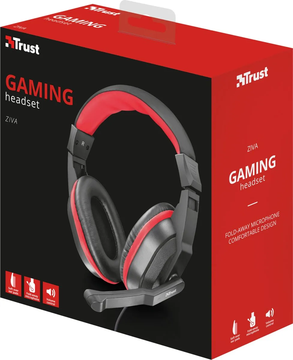 Trust 21953 Headset - Microfoon - Zwart/Rood - afbeelding 6 van 6