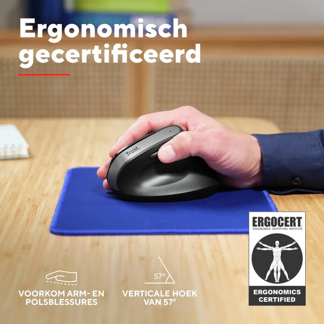 Trust Bayo+ 25146 Draadloze Ergonomische Muis - Zwart
