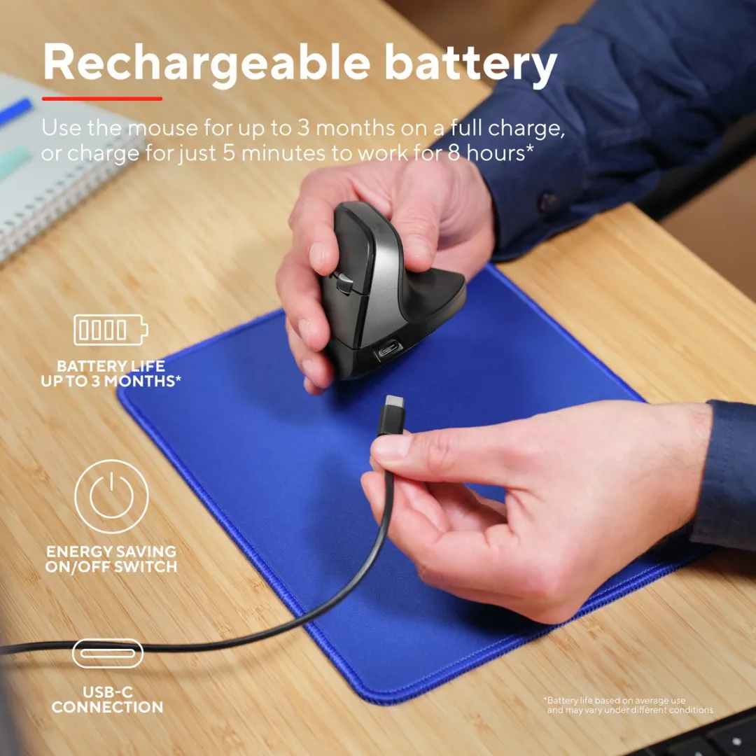 Trust Bayo+ 25146 Draadloze Ergonomische Muis - Zwart