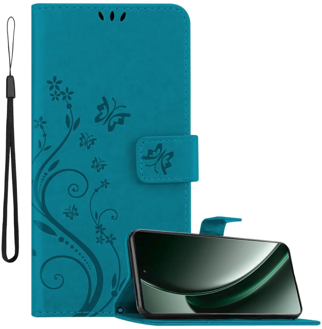 Cadorabo Hoesje geschikt voor Realme GT6 in BLOEMEN BLAUW