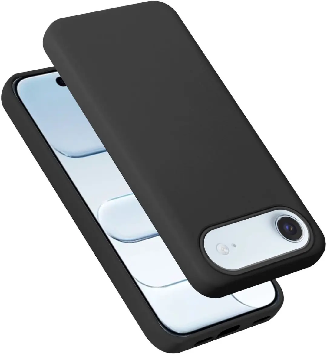 Cadorabo Hoesje geschikt voor iPhone 17 AIR Case in LIQUID ZWART Beschermhoes ge