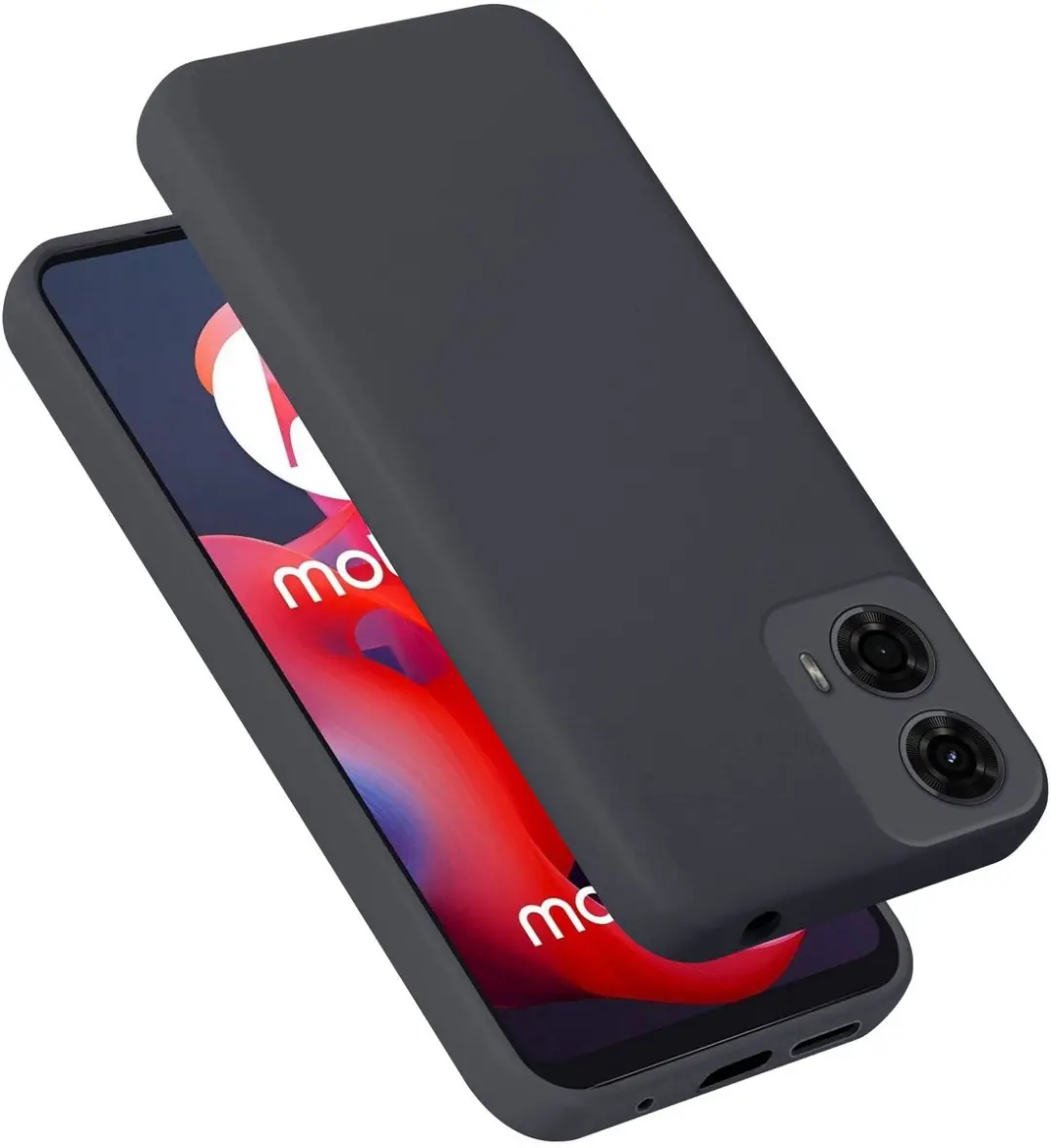 Cadorabo Hoesje geschikt voor Motorola Moto G24 Case in Liquid Zwart Beschermhoe