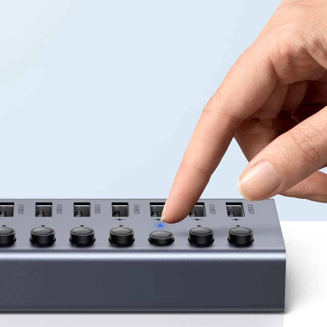 Ugreen USB-C HUB 7-in-1 CM481 - 7x USB 3.0 PD 12V - Grijs