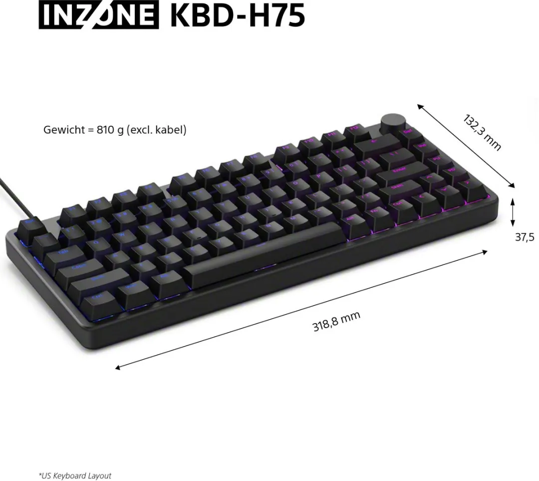 Sony INZONE KBD-H75 – Gaming toetsenbord - QWERTY - US International