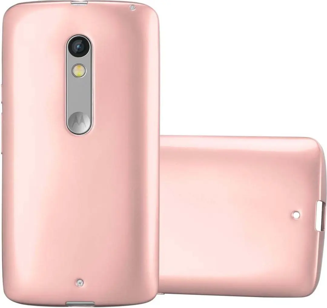 Cadorabo Hoesje geschikt voor Motorola MOTO X PLAY in METALLIC ROSE GOUD