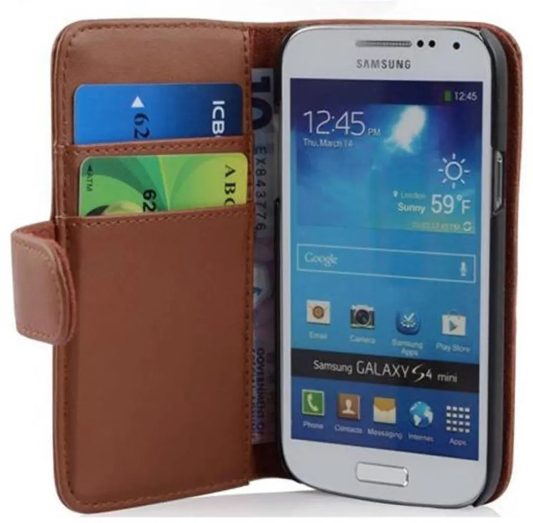 Cadorabo Hoesje geschikt voor Samsung Galaxy S4 MINI in CACAO BRUIN