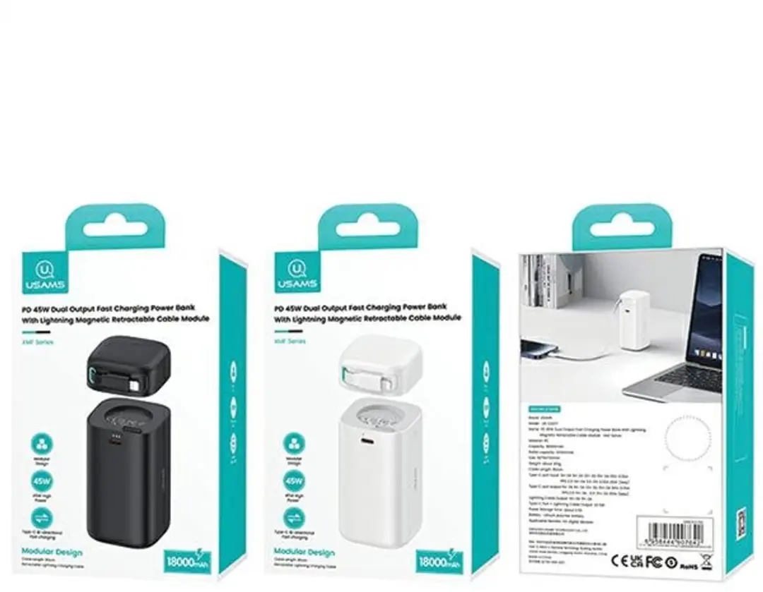 USAMS XMF Series Powerbank 18000mAh - 45W - Wit - afbeelding 5 van 6