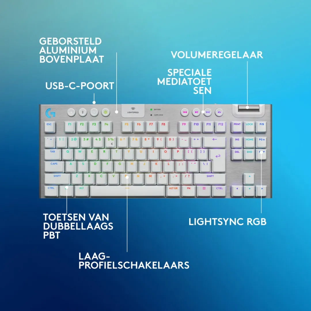 Logitech G915 X Lightspeed TKL - Draadloos Gaming Toetsenbord - Tactile - Qwerty - Wit