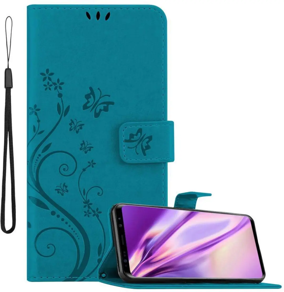 Cadorabo Hoesje geschikt voor Samsung Galaxy S9 PLUS in BLOEMEN BLAUW