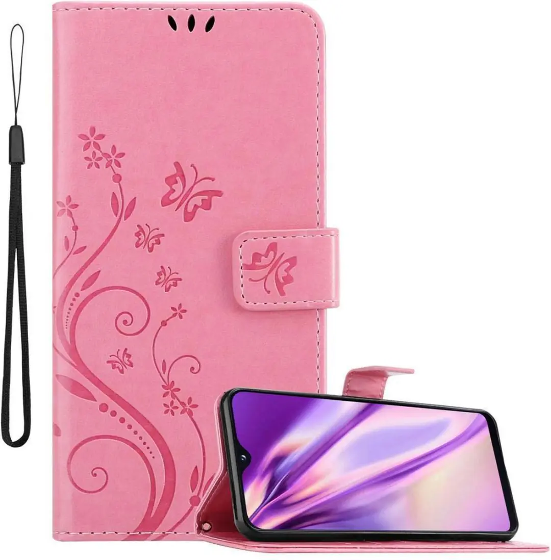 Cadorabo Hoesje geschikt voor Samsung Galaxy A10e / A20e in BLOEMEN ROZE