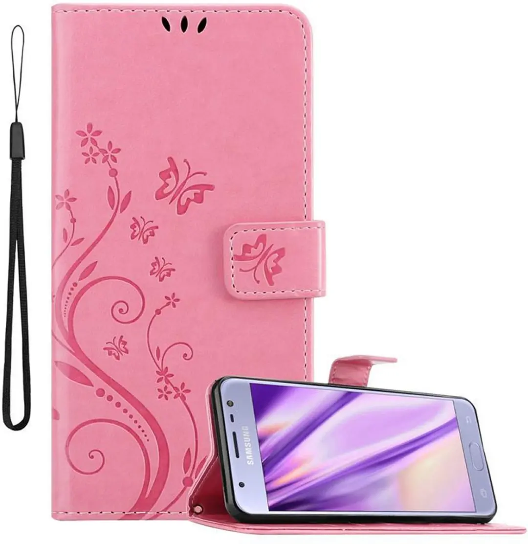 Cadorabo Hoesje geschikt voor Samsung Galaxy J3 2017 in BLOEMEN ROZE