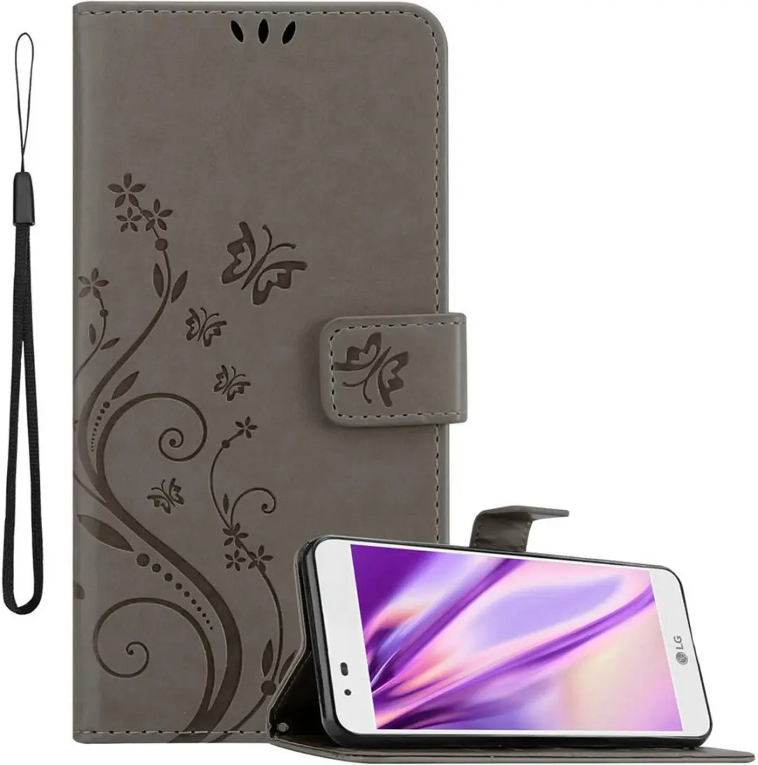 Cadorabo Hoesje geschikt voor LG K7 2016 in BLOEMEN GRIJS