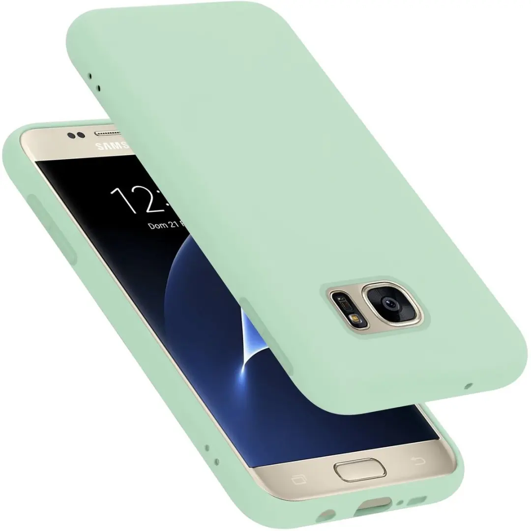 Cadorabo Hoesje geschikt voor Samsung Galaxy S7 in LIQUID LICHT GROEN