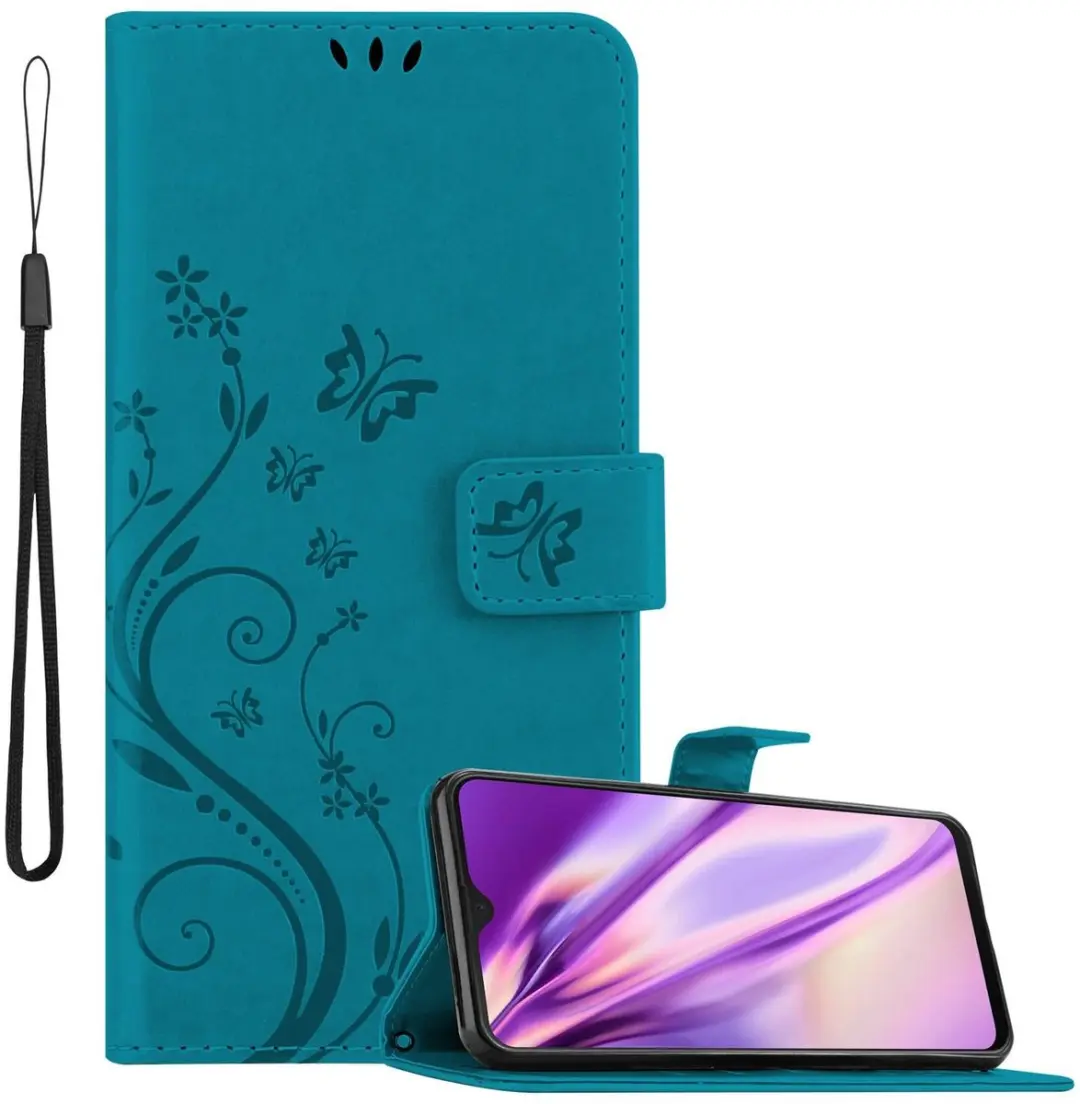 Cadorabo Hoesje geschikt voor Samsung Galaxy M21 / M30s in BLOEMEN BLAUW