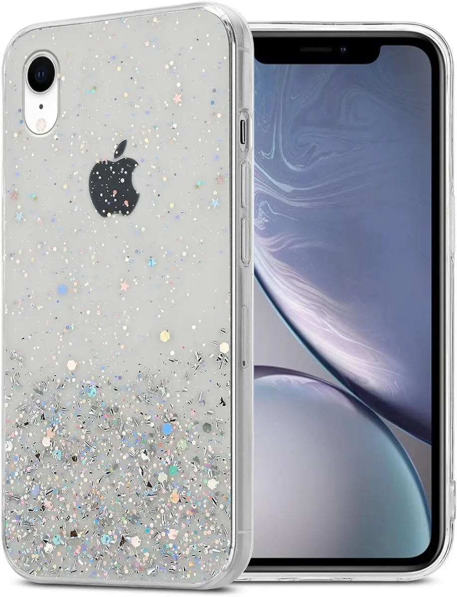 Cadorabo Hoesje geschikt voor Apple iPhone XR in Transparant met Glitter