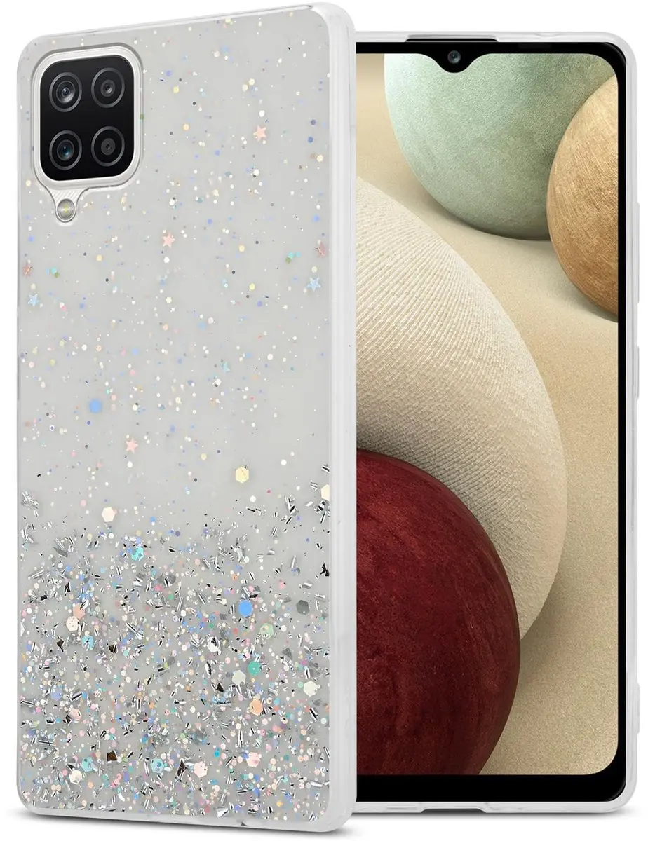 Cadorabo Hoesje geschikt voor Samsung Galaxy A12 / M12 in Transparant met Glitte