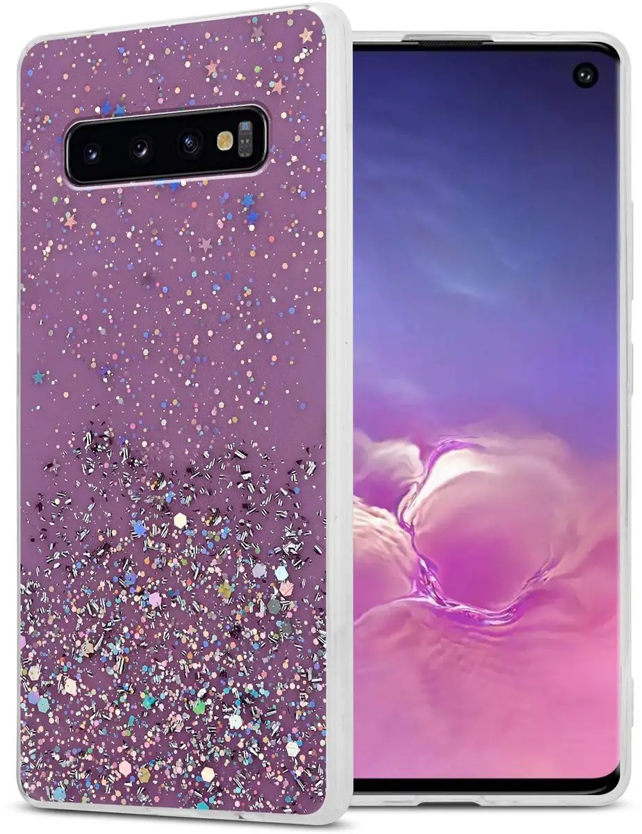 Cadorabo Hoesje geschikt voor Samsung Galaxy S10 4G in Paars met Glitter