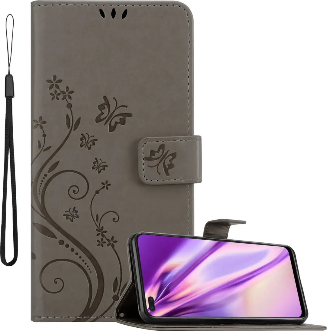 Cadorabo Hoesje geschikt voor Realme 6 PRO in BLOEMEN GRIJS