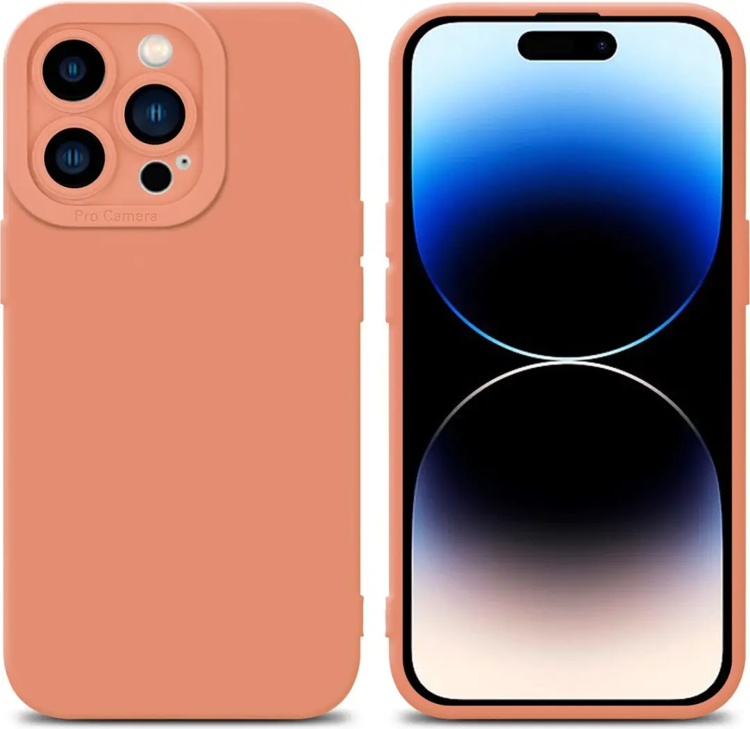Cadorabo Hoesje geschikt voor Apple iPhone 14 PRO MAX in FLUID LICHT ORANJE