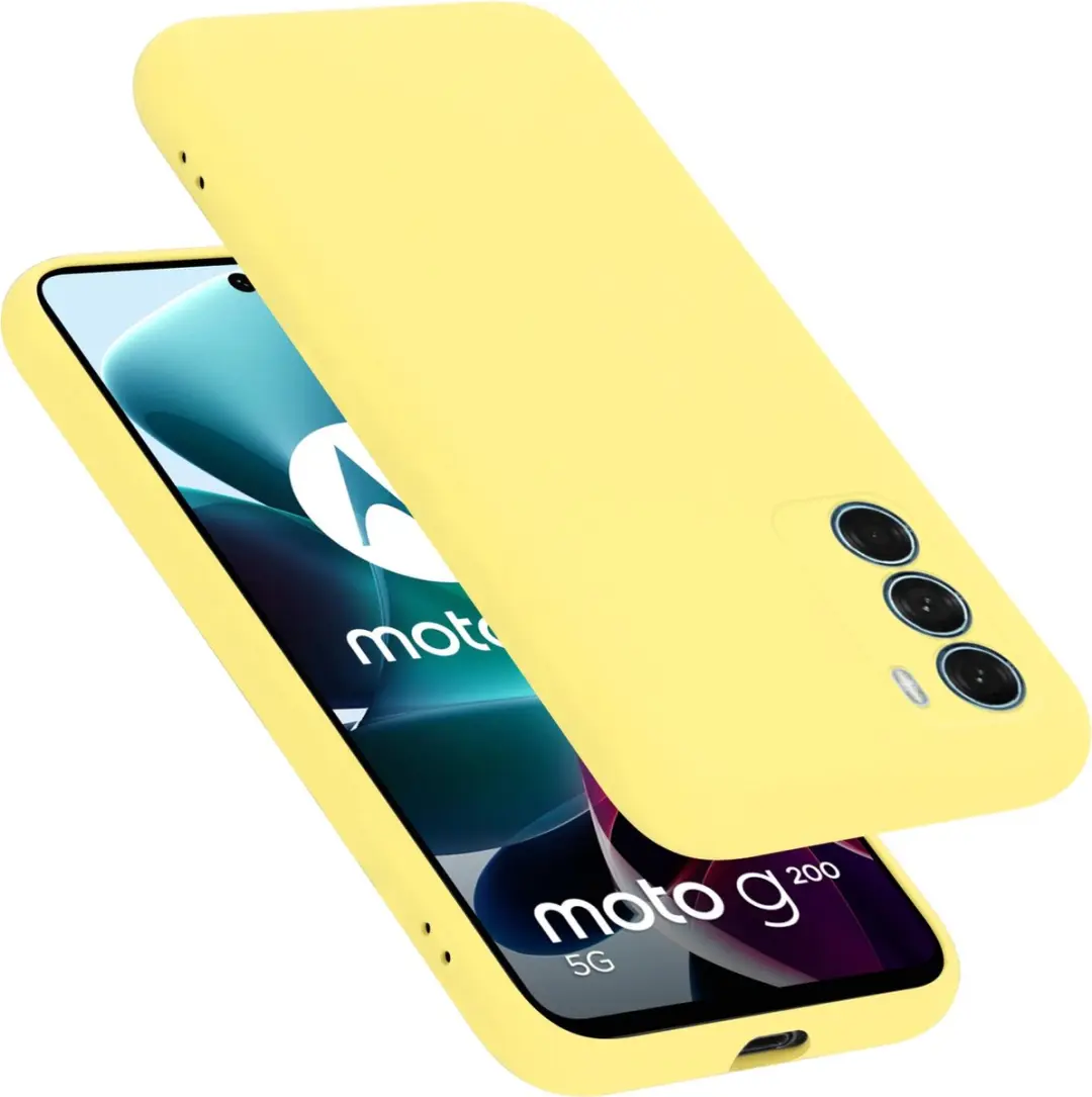 Cadorabo Hoesje geschikt voor Motorola MOTO G200 5G in LIQUID GEEL