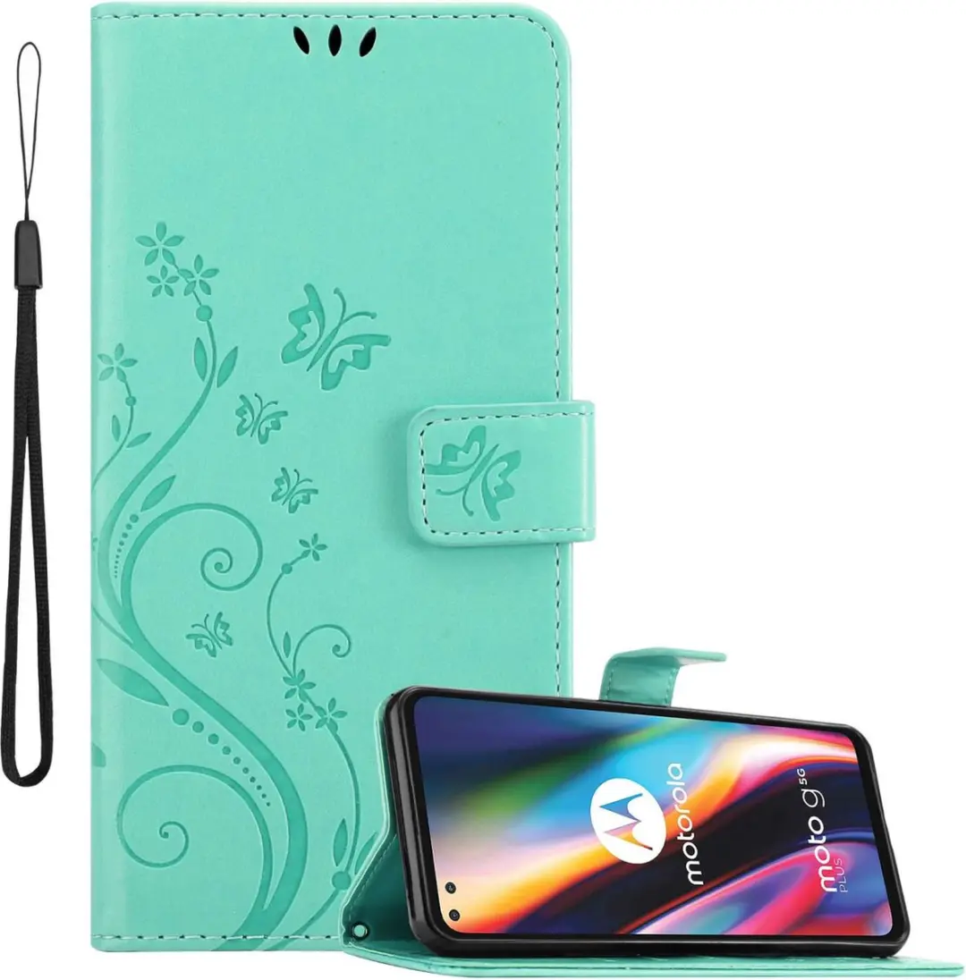 Cadorabo Hoesje geschikt voor Motorola MOTO G 5G PLUS in BLOEMEN TURKOOIS