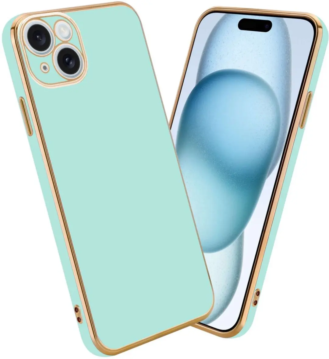 Cadorabo Hoesje geschikt voor Apple iPhone 15 PLUS in Glossy Mintgroen