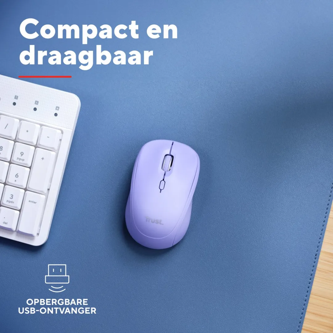 Trust Yvi+ Bluetooth Draadloze Muis 25583 - Paars