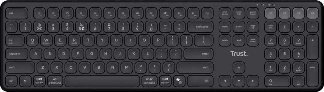 Trust Vaiya Draadloos Toetsenbord Multidevice - Numpad - Zwart