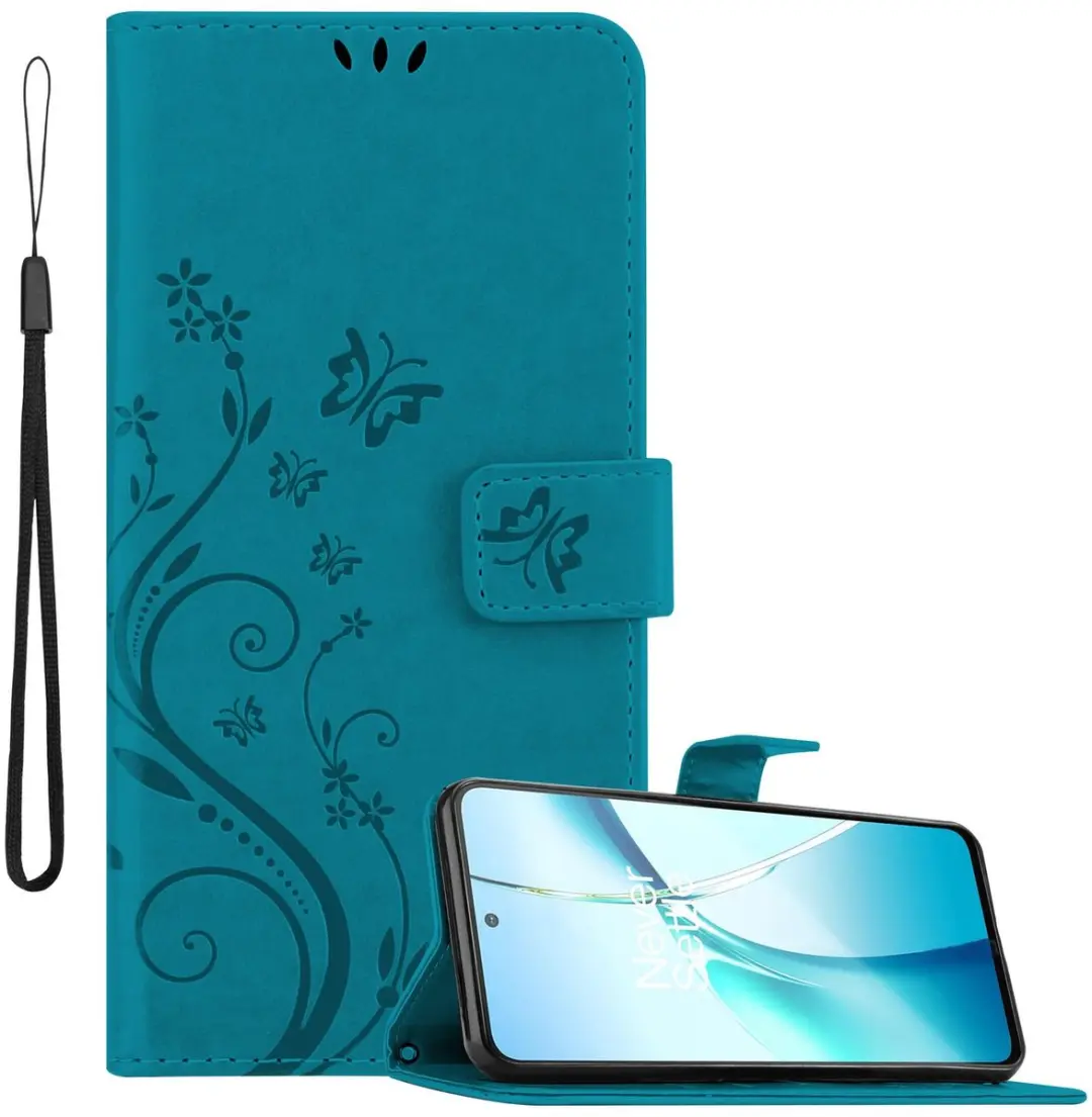 Cadorabo Hoesje geschikt voor OnePlus Nord CE4 Lite in BLOEMEN BLAUW