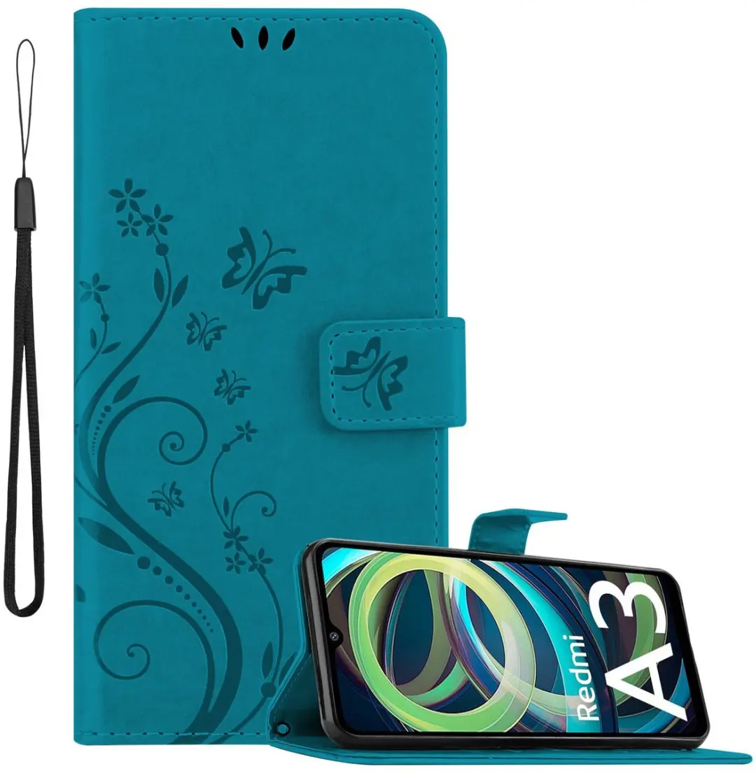 Cadorabo Hoesje geschikt voor Xiaomi RedMi A3 / A3X in BLOEMEN BLAUW