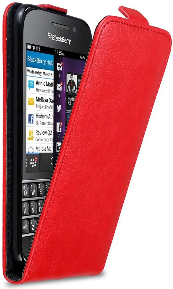 Cadorabo Hoesje geschikt voor Blackberry Q10 in APPEL ROOD