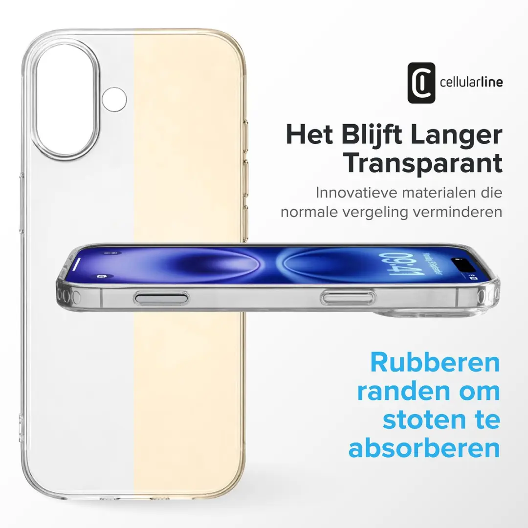 Cellularline Clear Duo Hoesje iPhone 16 Plus - Transparant - afbeelding 5 van 6