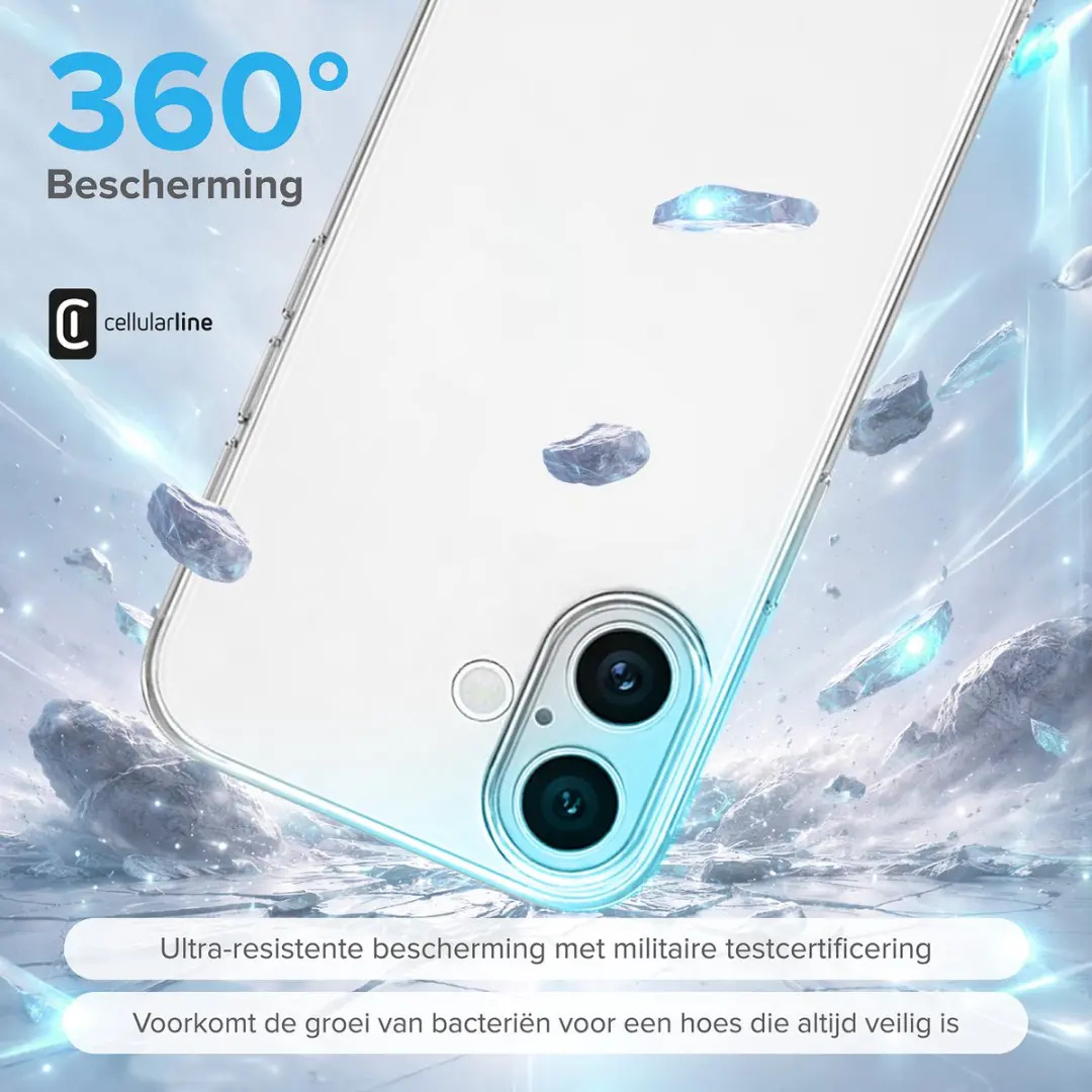 Cellularline Clear Duo Hoesje iPhone 16 Plus - Transparant - afbeelding 2 van 6