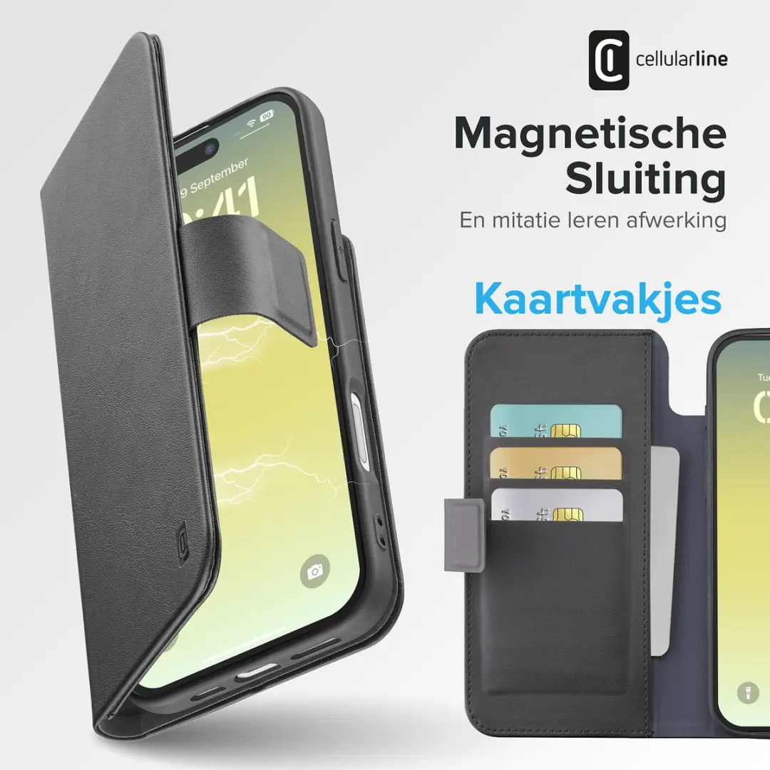 Cellularline Book Agenda 2 Hoesje iPhone Air - Zwart - afbeelding 6 van 6