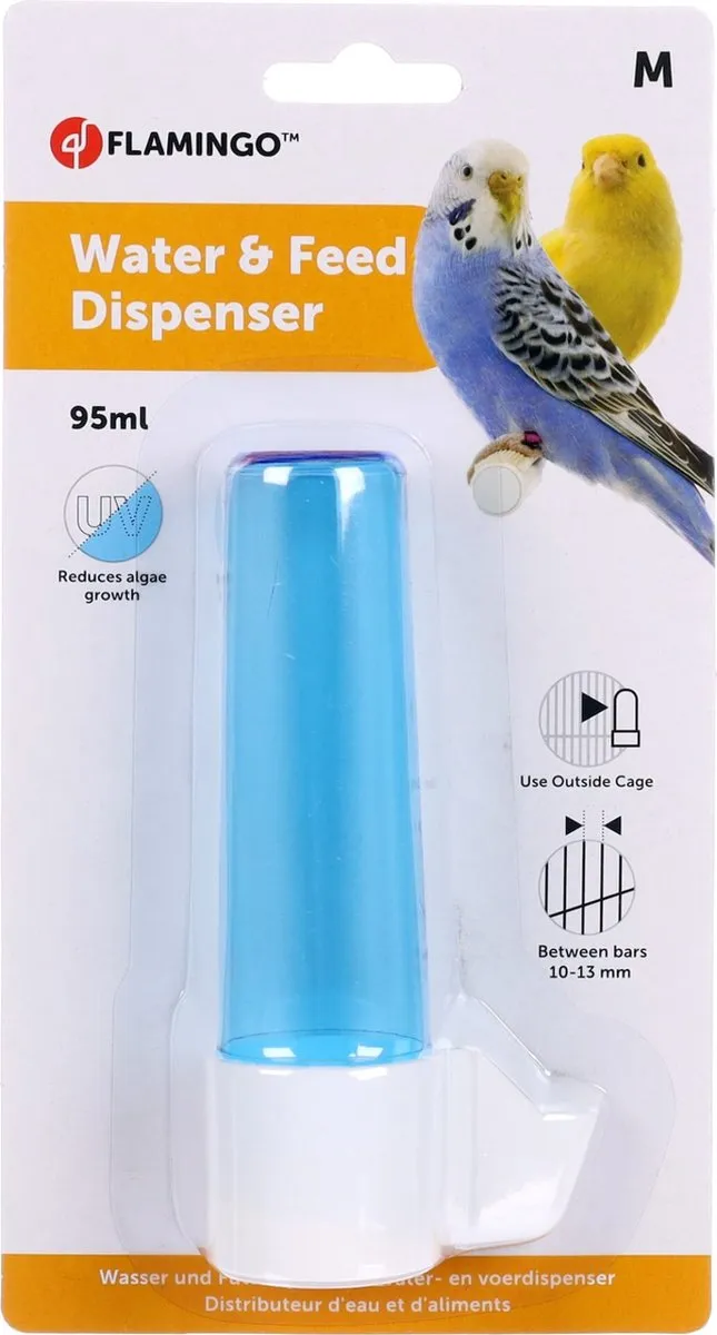 Flamingo Gisa Neri Vogel Drink- en Voederfontein - Blauw/wit - 95ml