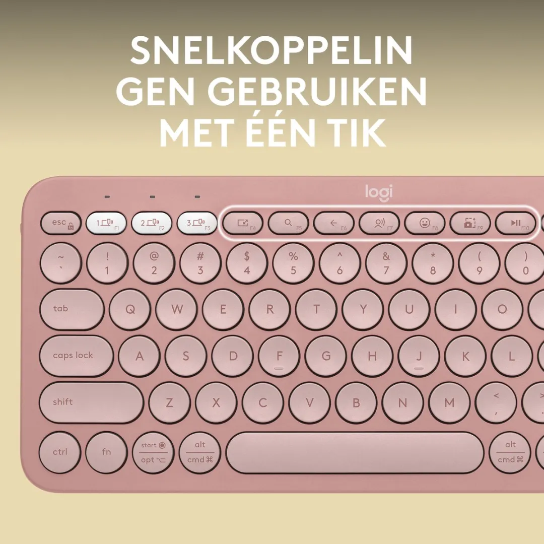 Logitech Pebble Keys 2 K380s - Draadloos Toetsenbord - Bluetooth - Qwerty - Rose