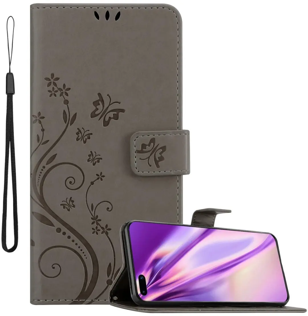 Cadorabo Hoesje geschikt voor Huawei P40 PRO / P40 PRO+ in BLOEMEN GRIJS