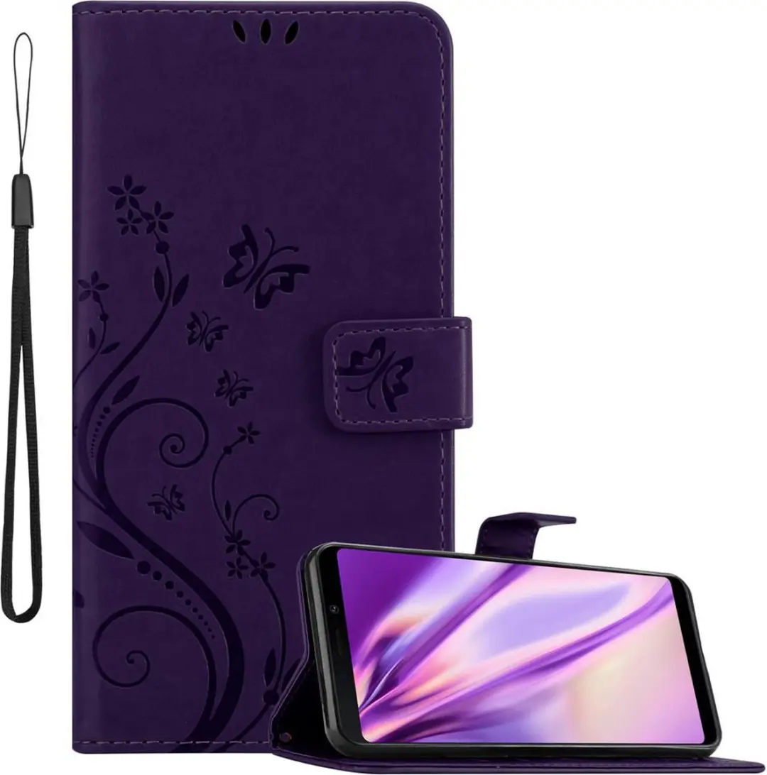 Cadorabo Hoesje geschikt voor Samsung Galaxy A9 2018 in BLOEMEN DONKER PAARS