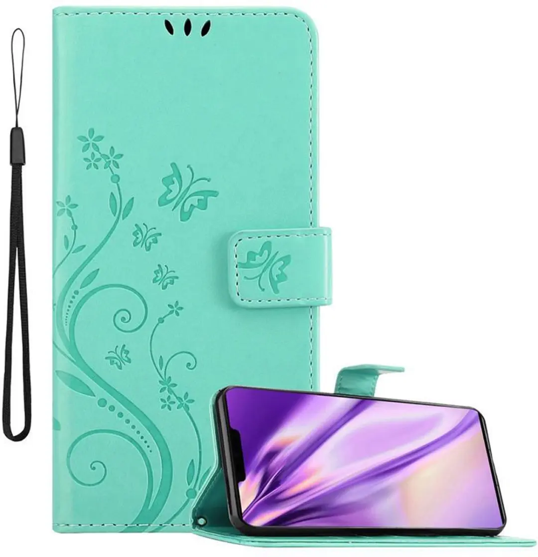 Cadorabo Hoesje geschikt voor Huawei MATE 30 PRO in BLOEMEN TURKOOIS