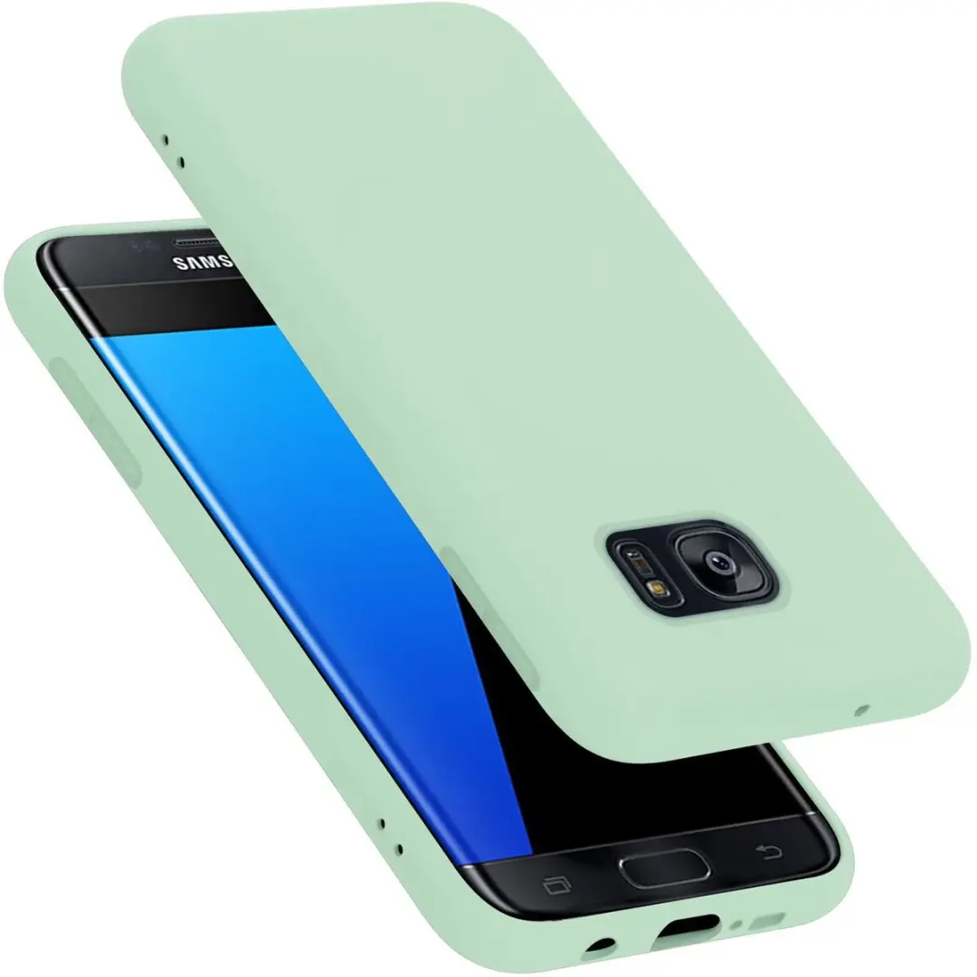 Cadorabo Hoesje geschikt voor Samsung Galaxy S7 EDGE in LIQUID LICHT GROEN