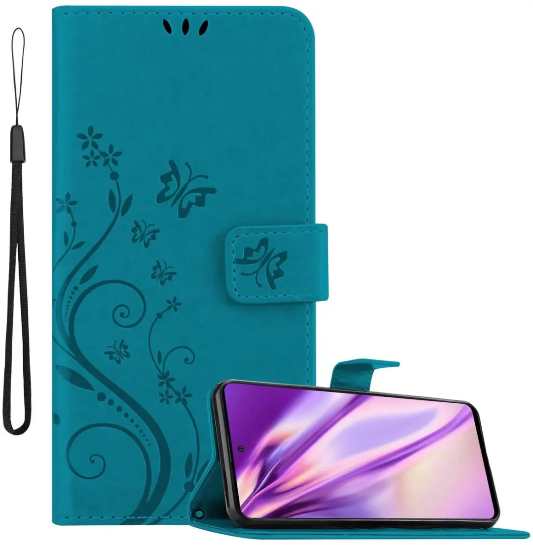 Cadorabo Hoesje geschikt voor Samsung Galaxy A51 5G in BLOEMEN BLAUW