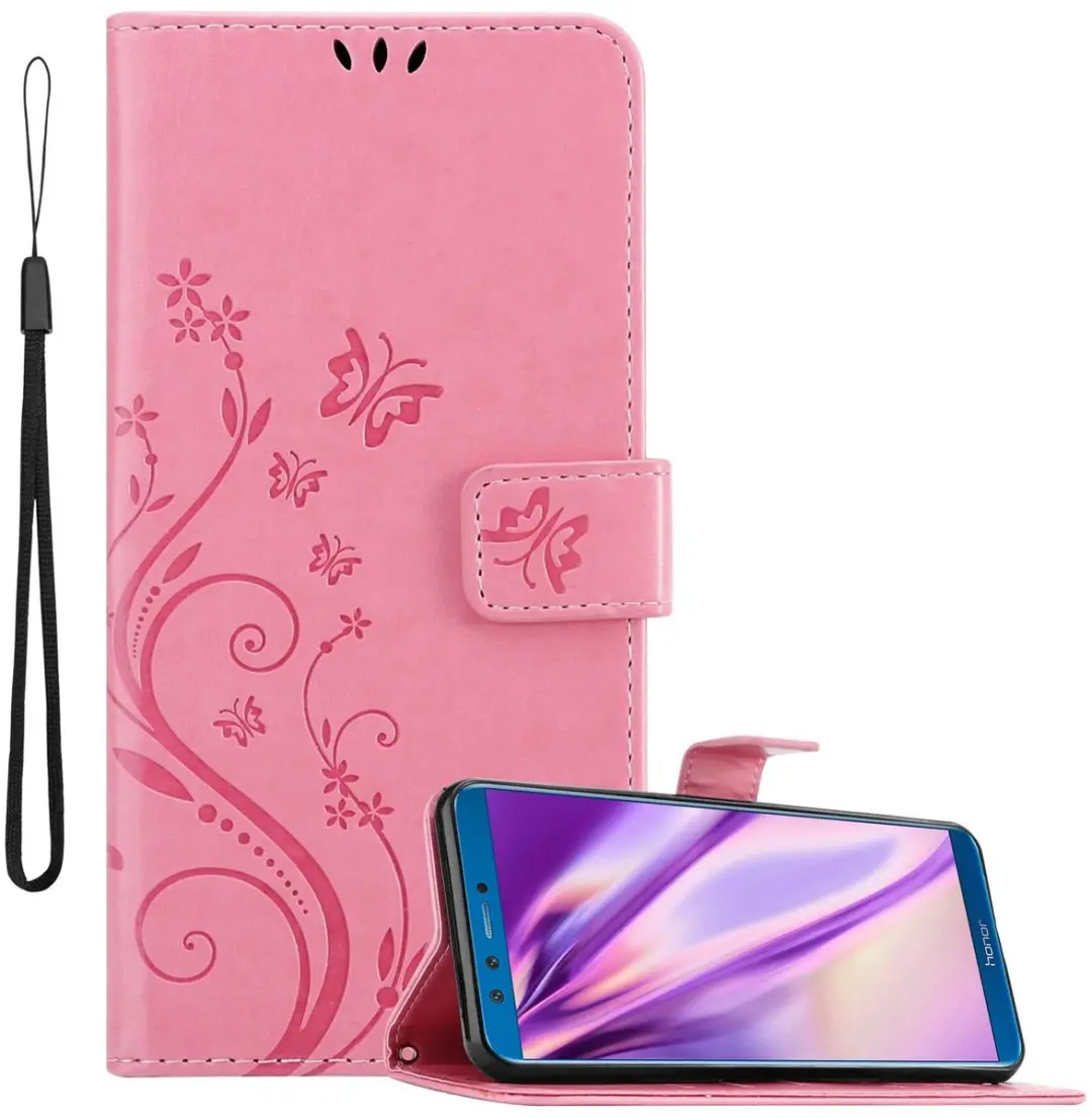 Cadorabo Hoesje geschikt voor Honor 9 LITE in BLOEMEN ROZE
