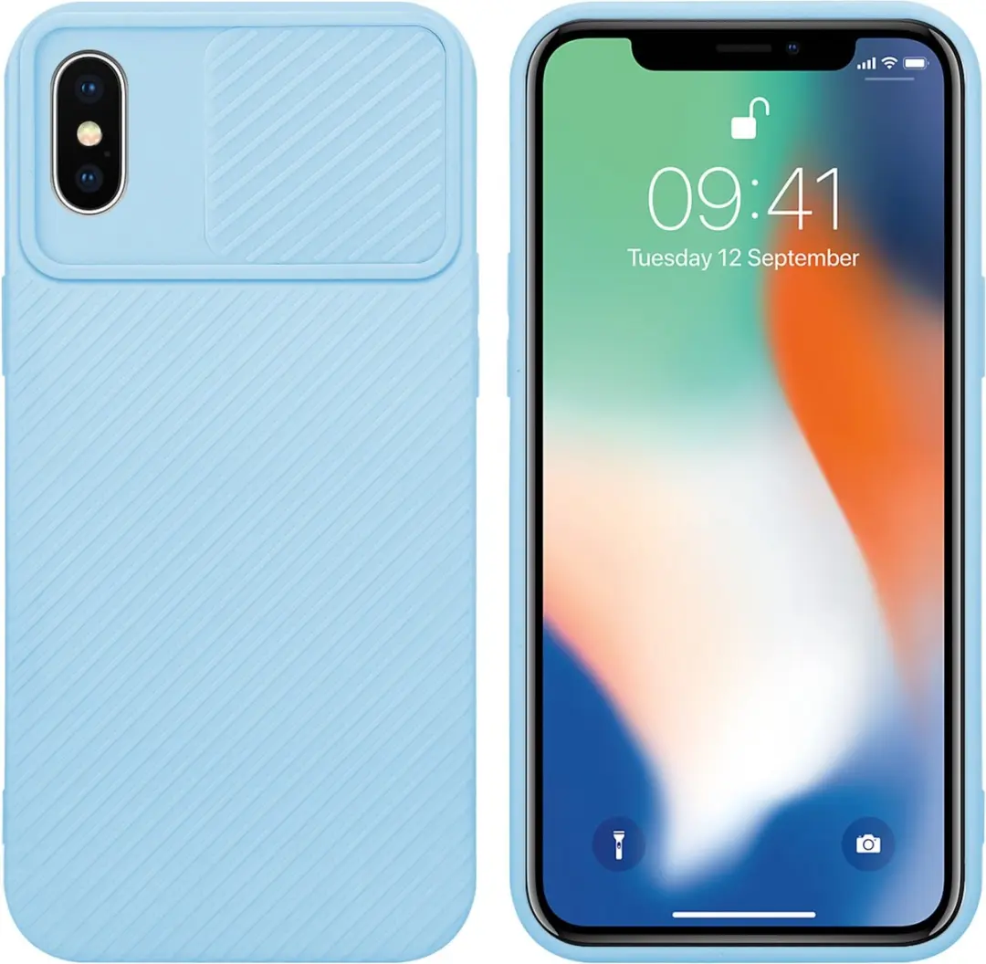 Cadorabo Hoesje geschikt voor Apple iPhone X / XS in Bonbon Licht Blauw