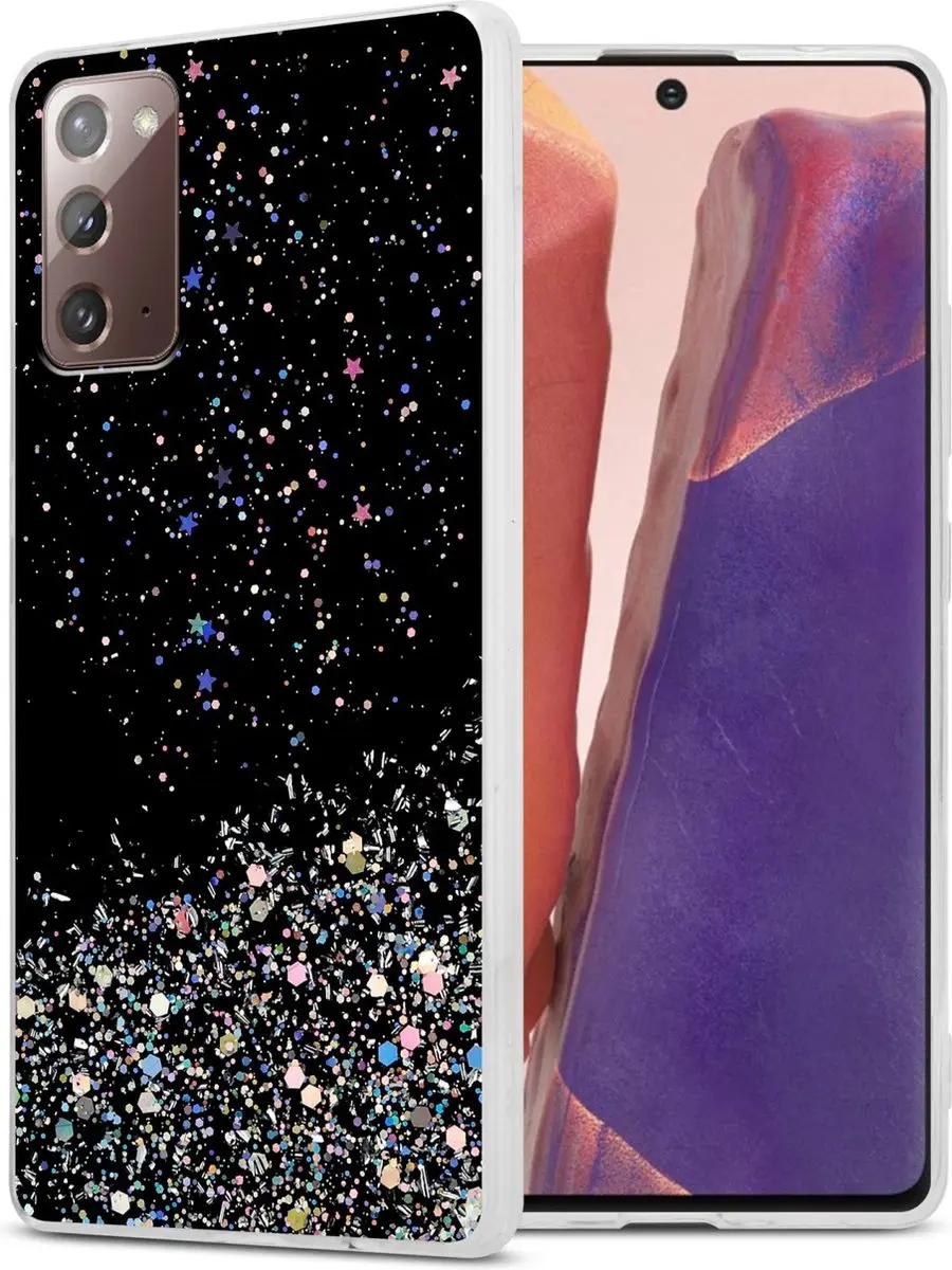 Cadorabo Hoesje geschikt voor Samsung Galaxy NOTE 20 in Zwart met Glitter