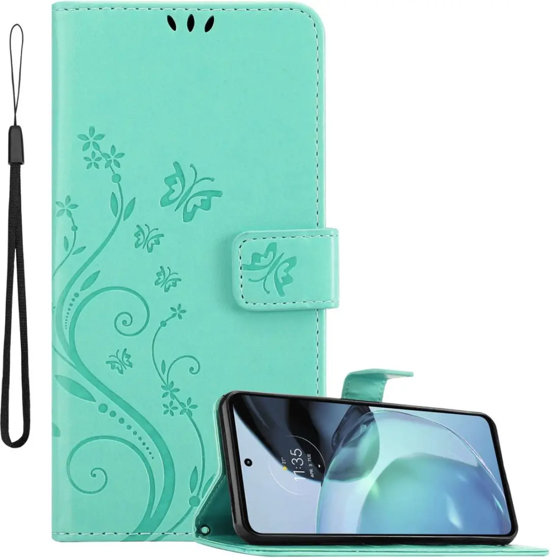 Cadorabo Hoesje geschikt voor Motorola MOTO G72 in BLOEMEN TURKOOIS