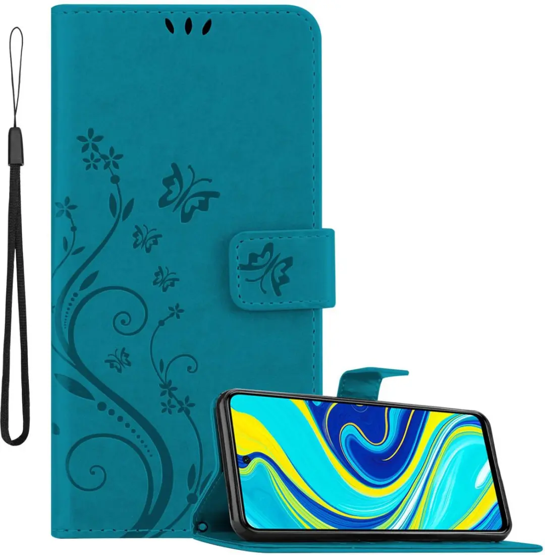 Cadorabo Hoesje geschikt voor Xiaomi RedMi NOTE 9 PRO / NOTE 9S in BLOEMEN BLAUW