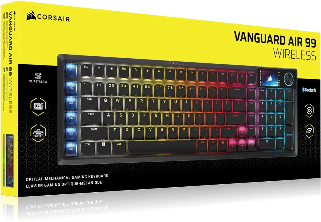 Corsair Vanguard Air 99 CH-91HA01B-NA Draadloos Gamingtoetsenbord - OPX Optisch - Zwart